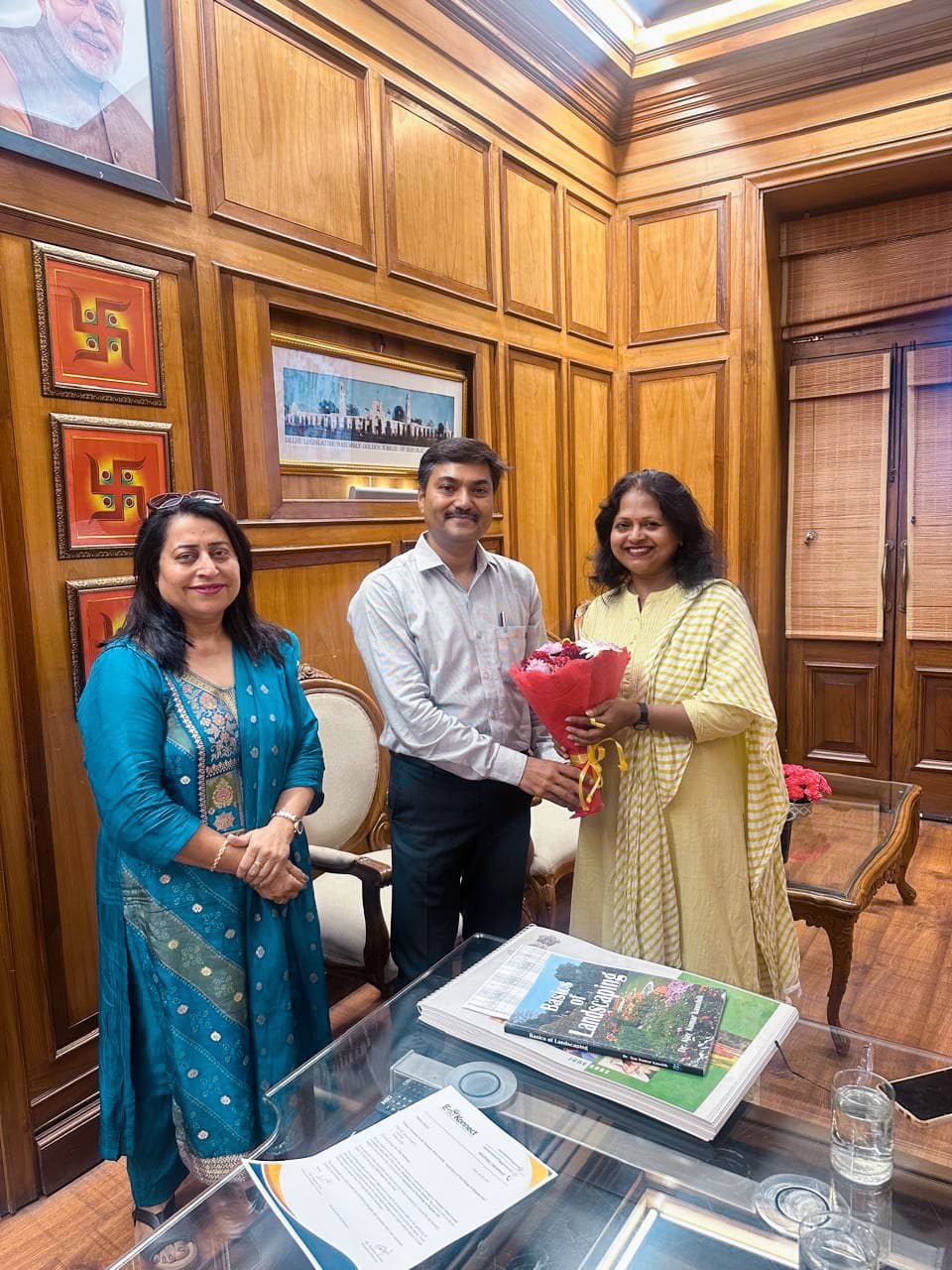 Being welcomed with flowers during an institutional visit